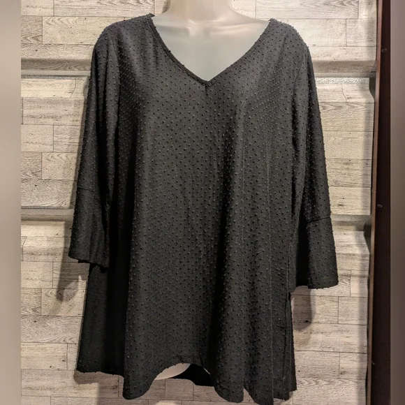 Rose & Olive Black and White V-Neck Top - Picture 2 of 6